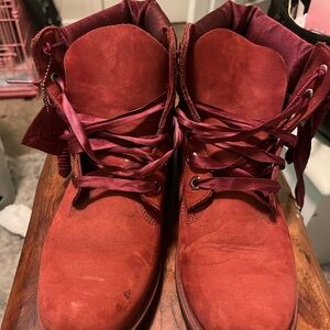Women's Red Lace-Up Boots